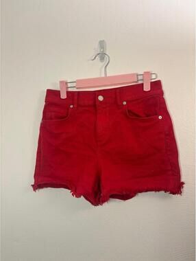LOFT Red Denim Jean Shorts